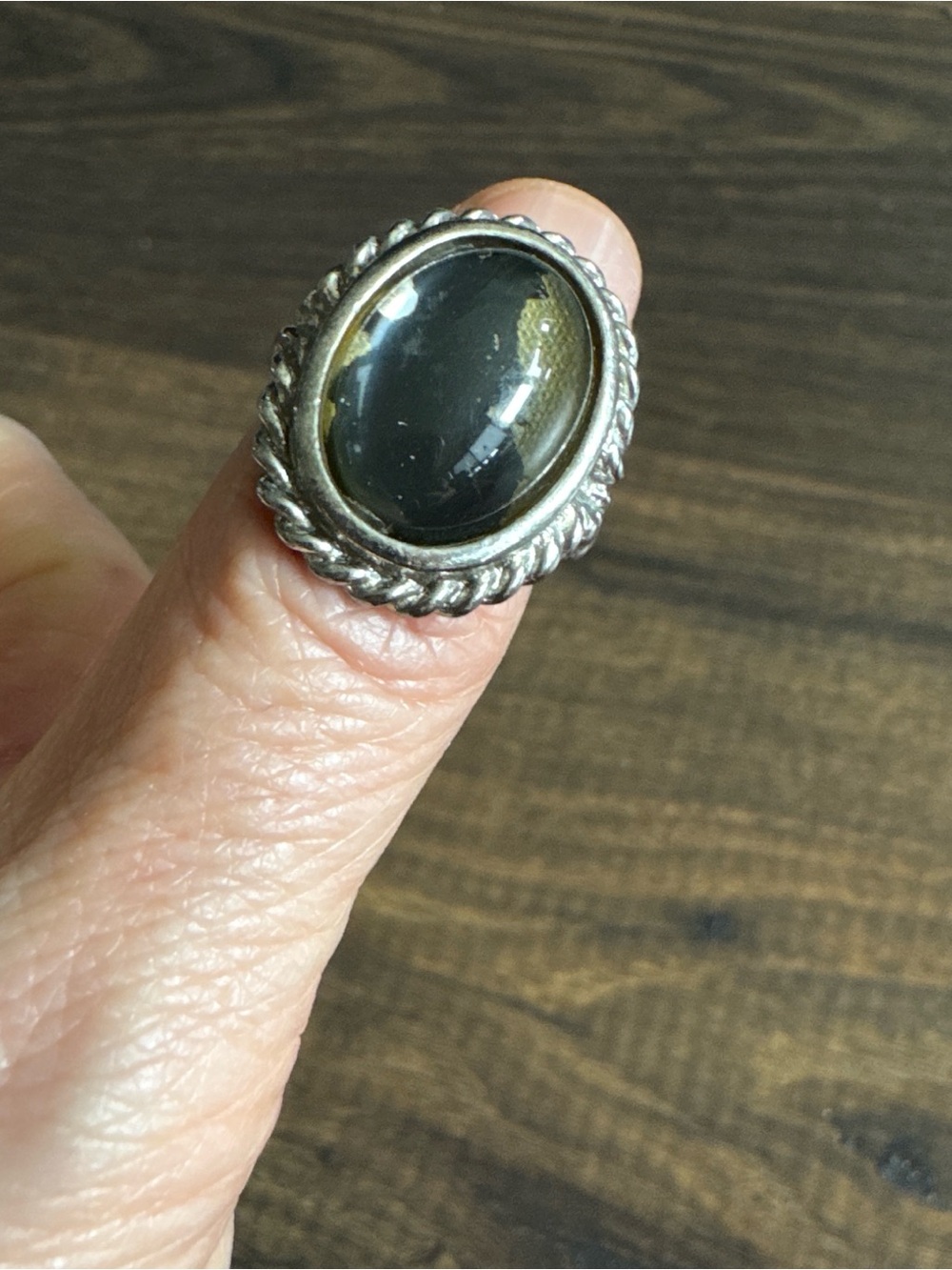 Sterling Silver Gray Cat's Eye Oval Statement Ring